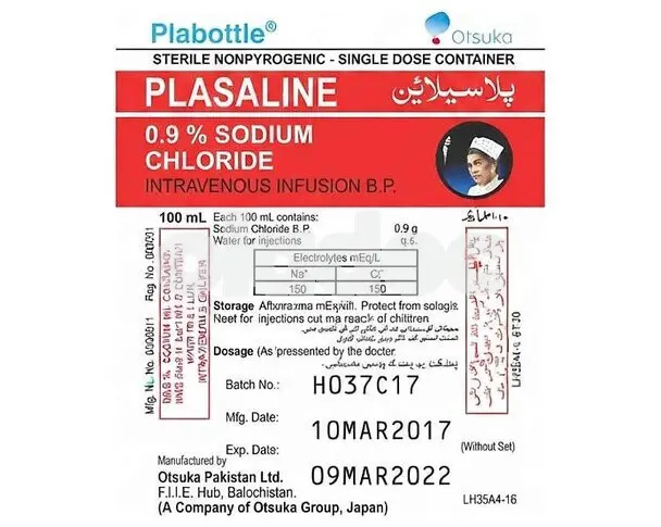 Plasaline 0.9% Sodium Chloride Infusion 100ml